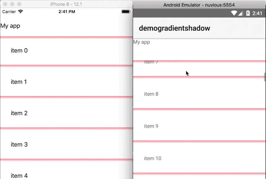 Create a Color Line Shadow in NativeScript | NativeScripting