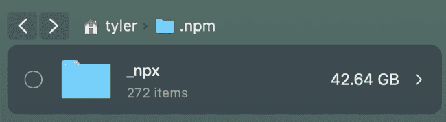 npx folder size
