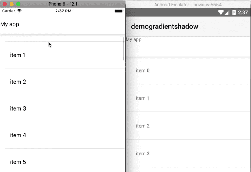 Create a Color Line Shadow in NativeScript | NativeScripting